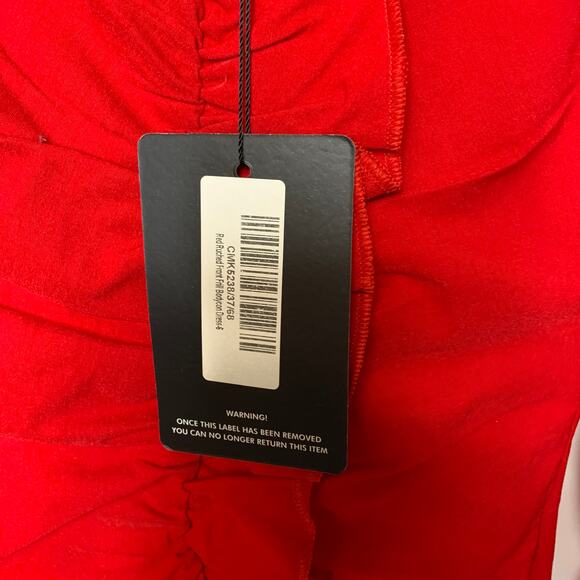 Pretty Little Things Ruched Front Bodycon Dress Sz 2 Red - Picture 7 of 13